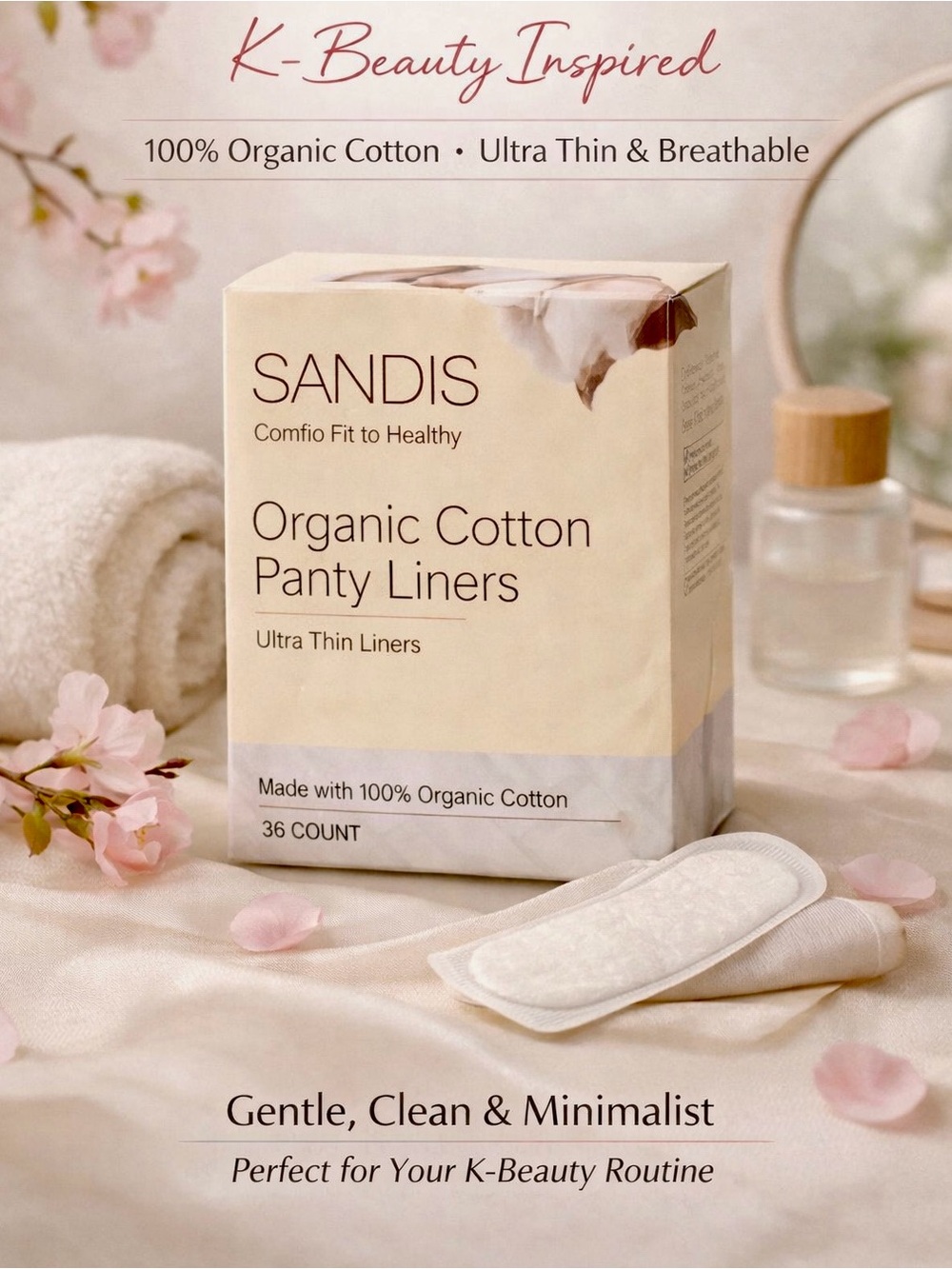 SANDIS Organic Cotton Panty Liners - Cream/White